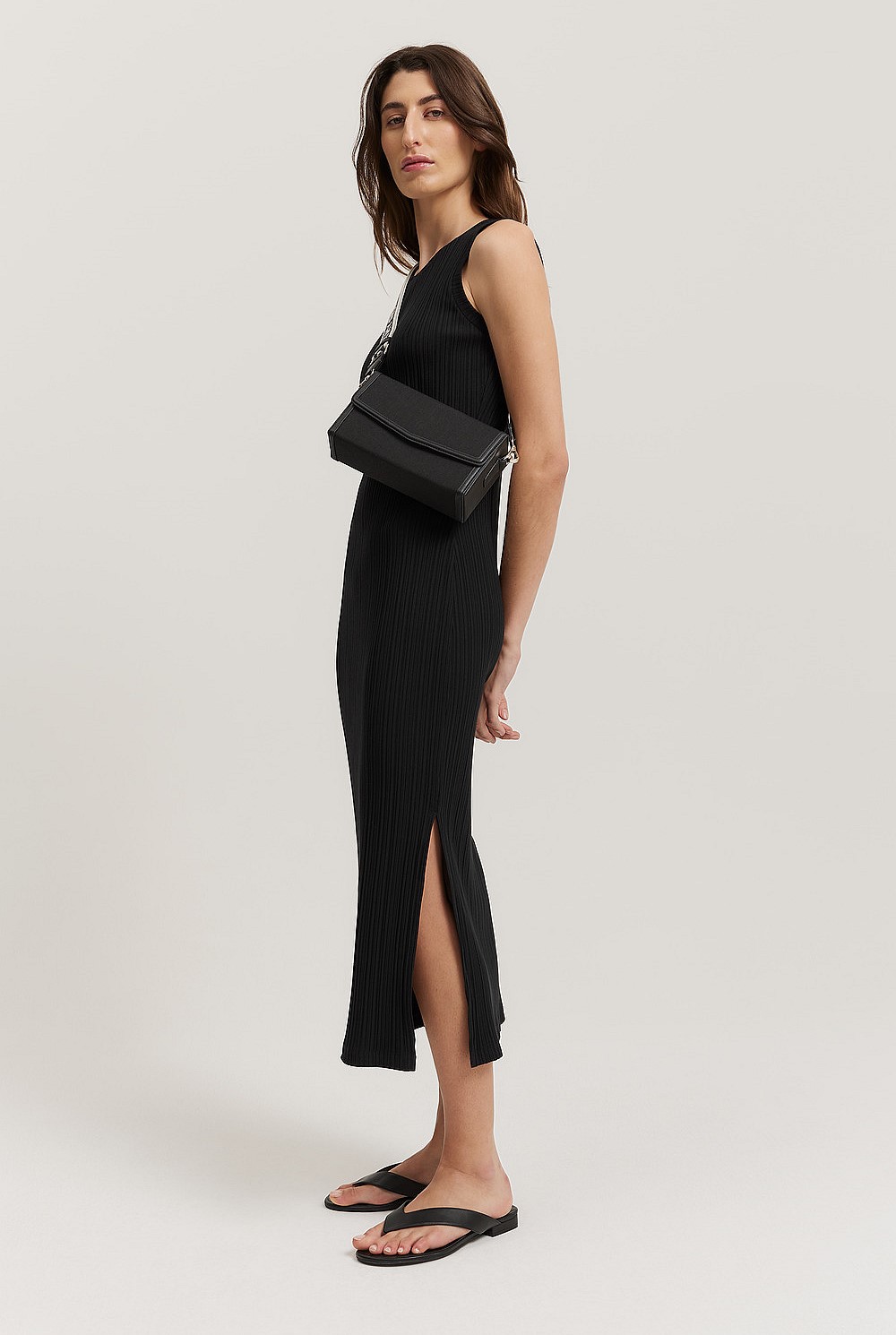 strapless open back dress Black Ribbed Tank Dress – Fresh Clean Threads main image 0