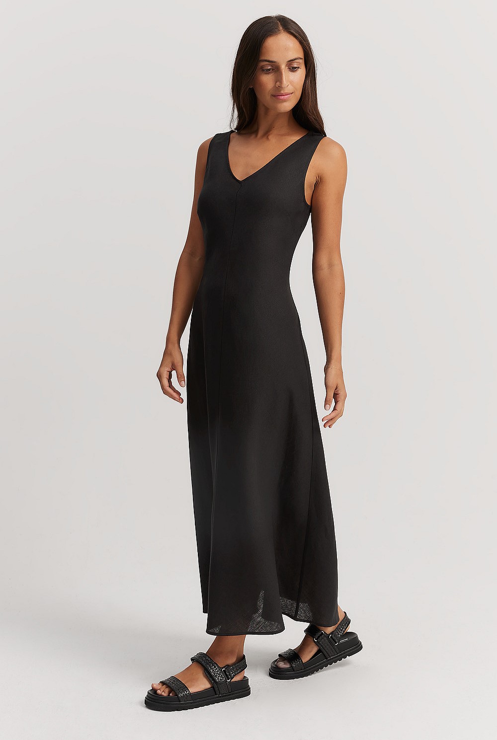 Black Linen Bias Dress - Dresses | Country Road Black Linen Bias Dress - Dresses | Country Road