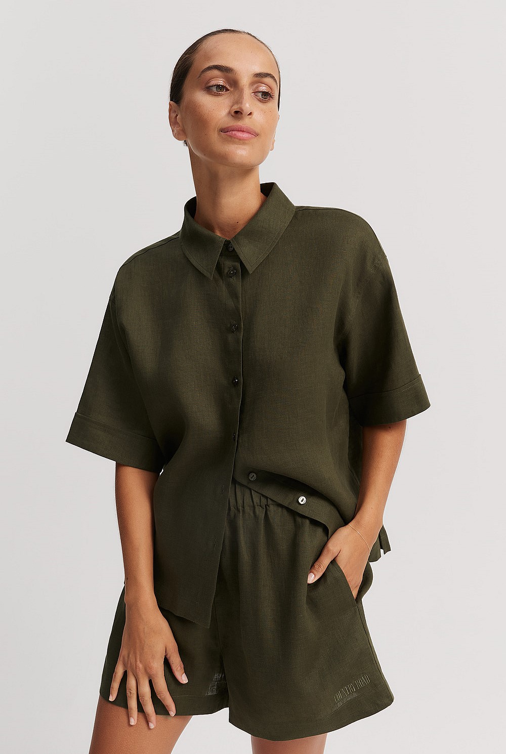 Dark Olive Linen Lounge Set - Sleepwear | Country Road