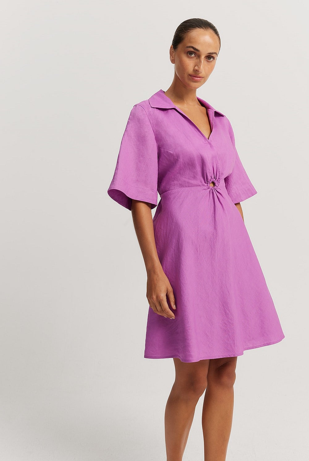 white christmas dresses Tight Purple Short Dress: Sexy Cutout Trendy Heart O-Ring Irish Cream / M main image 1