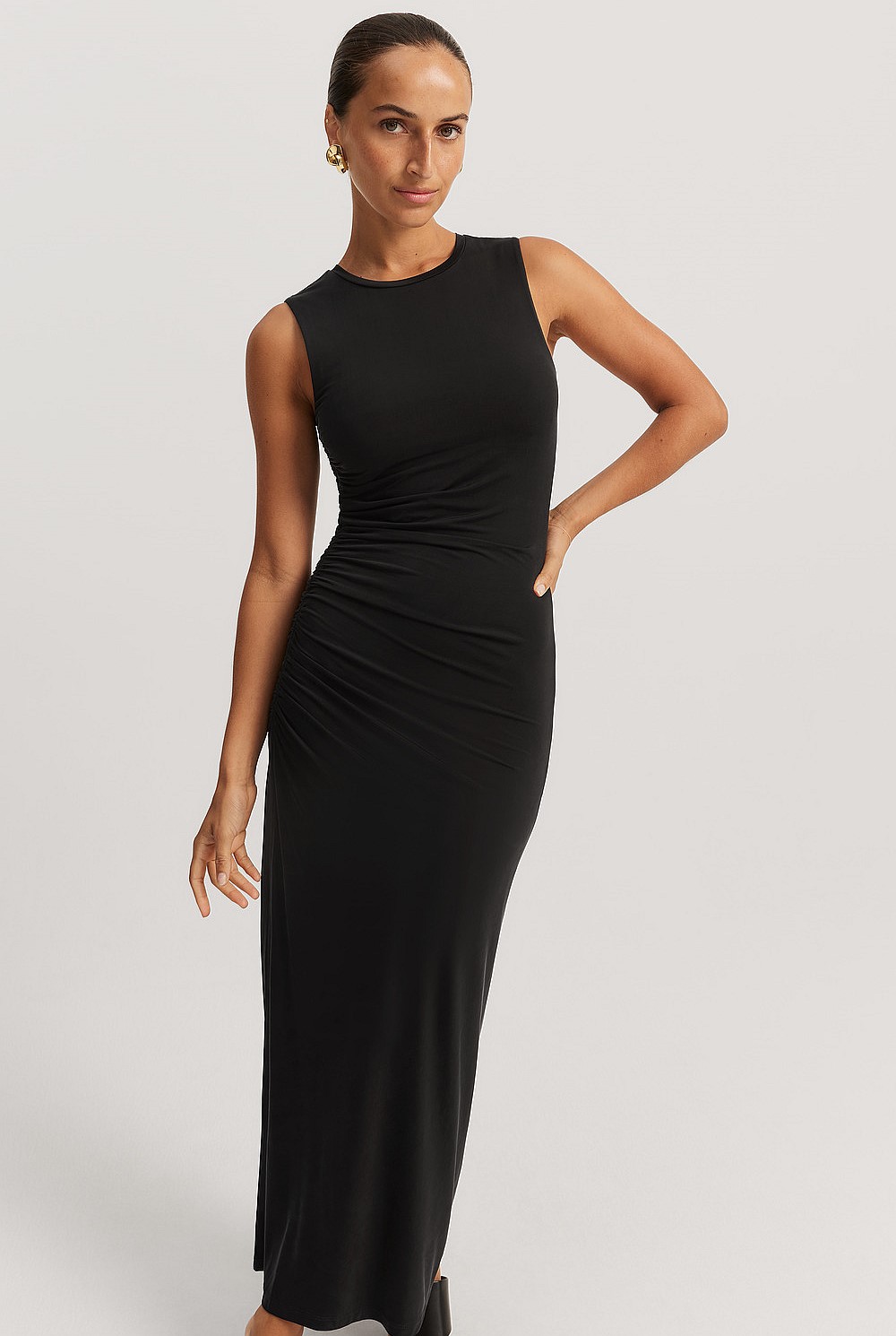 Black Cupro Jersey Racerback Dress - Work | Country Road
