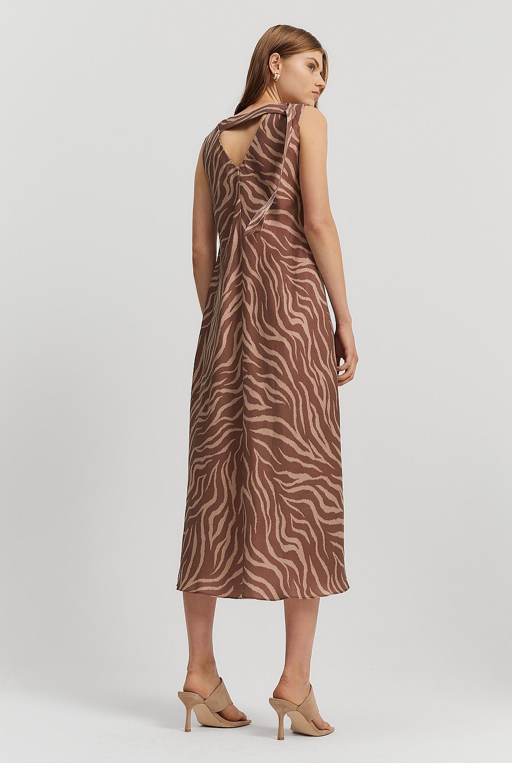 brown zebra print midi dress Zahara Slip Dress (Brown Zebra), XL main image 1