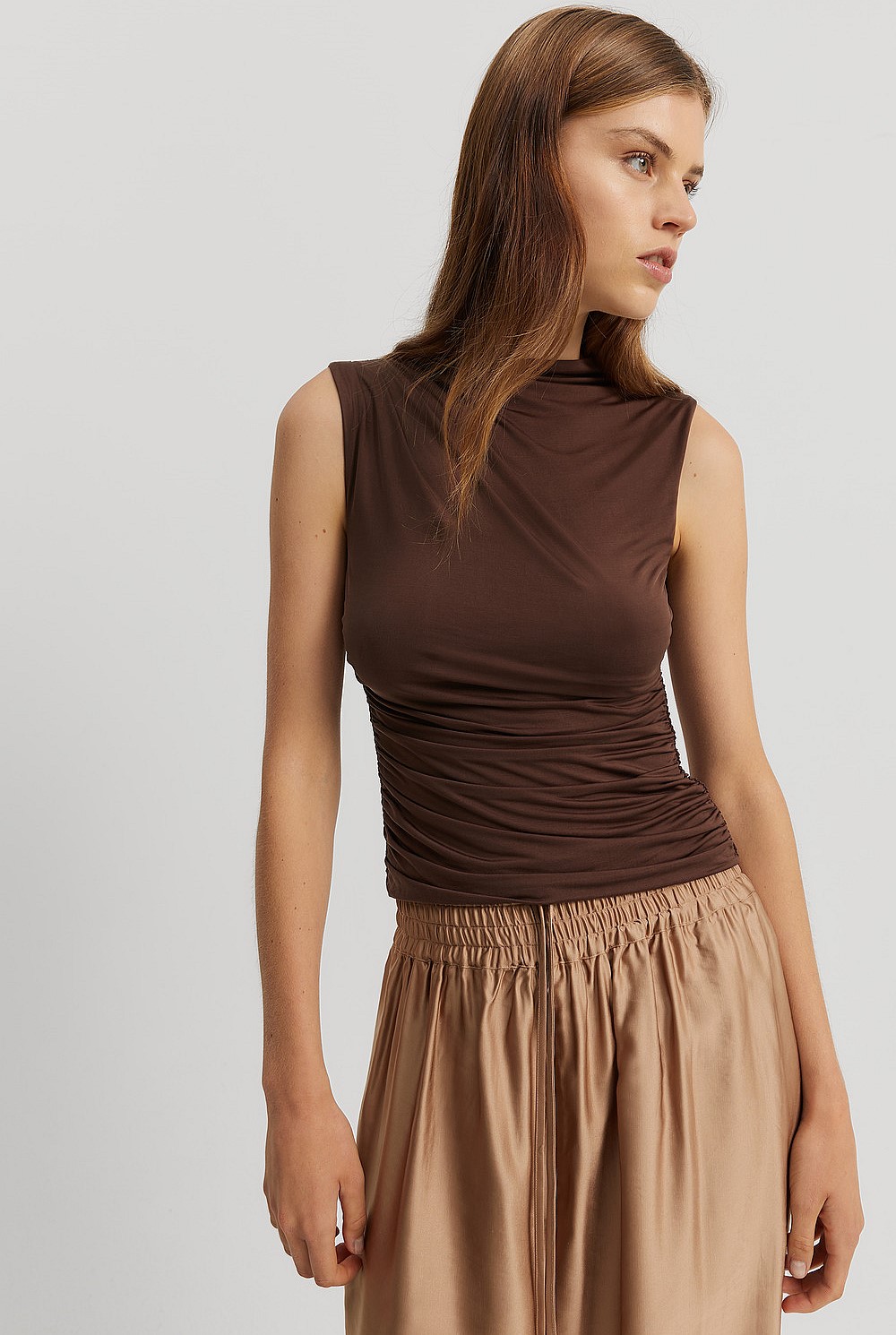 Walnut Cupro Jersey Tank - T-Shirts & Tops | Country Road