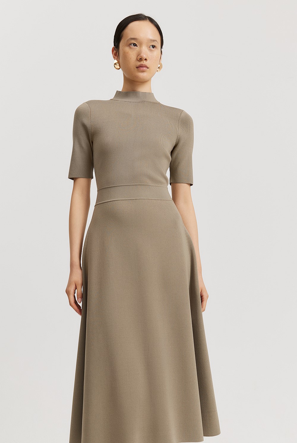 Sicilian Olive Compact Knit Dress - Work | Country Road Sicilian Olive Compact Knit Dress - Work | Country Road
