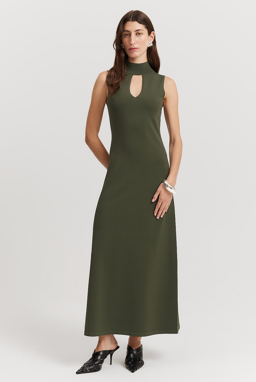 Hunter Green Column Knit Dress - Work | Country Road