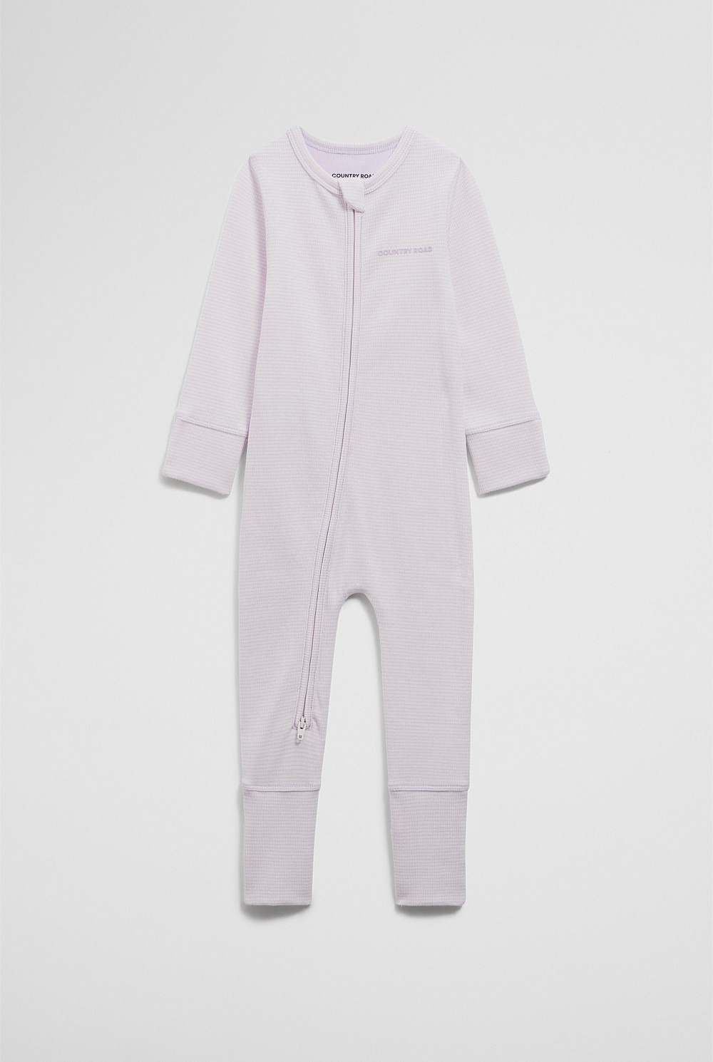Lilac Organically Grown Cotton Stripe Rib Jumpsuit - Jumpsuits