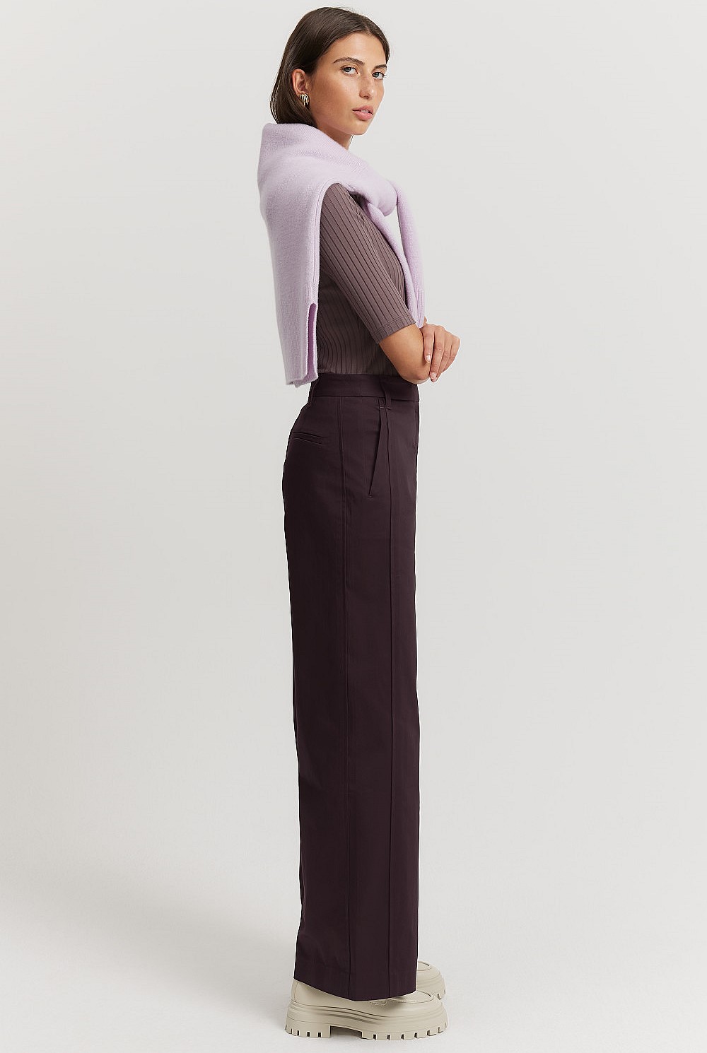 Eggplant Australian Cotton Tailored Pant - Pants | Country Road