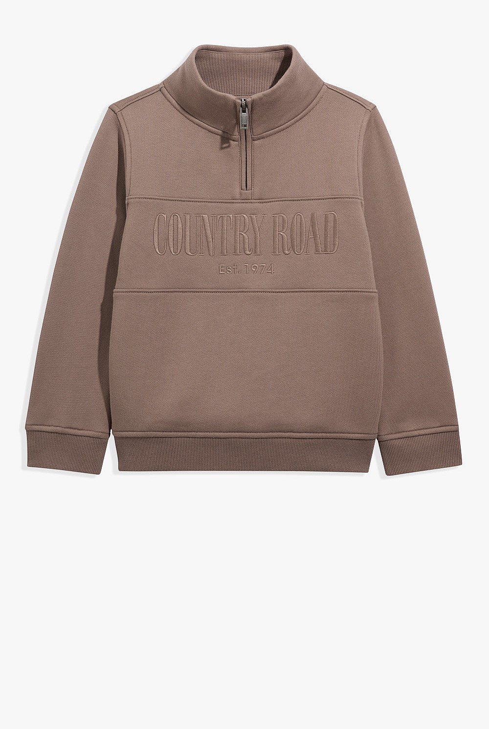 Chocolate Verified Australian Cotton Heritage Half Zip Sweat