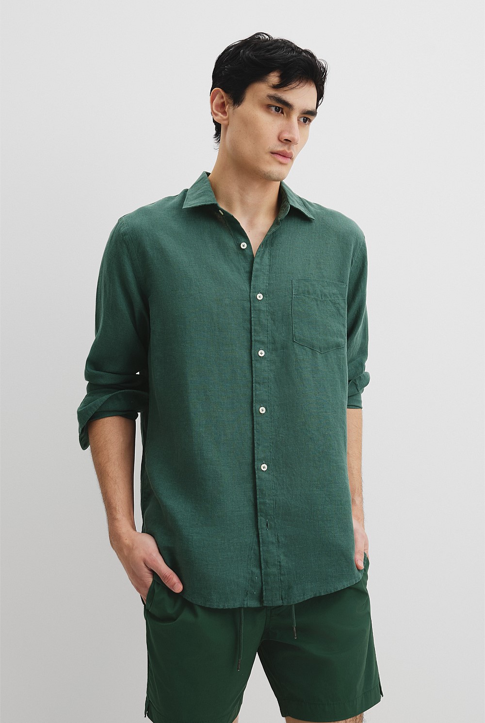 Eden Green Regular Fit Organically Grown Linen Shirt - Holiday