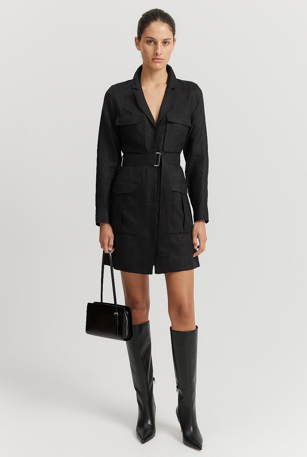 Black Utility Pocket Mini Dress - Dresses | Country Road