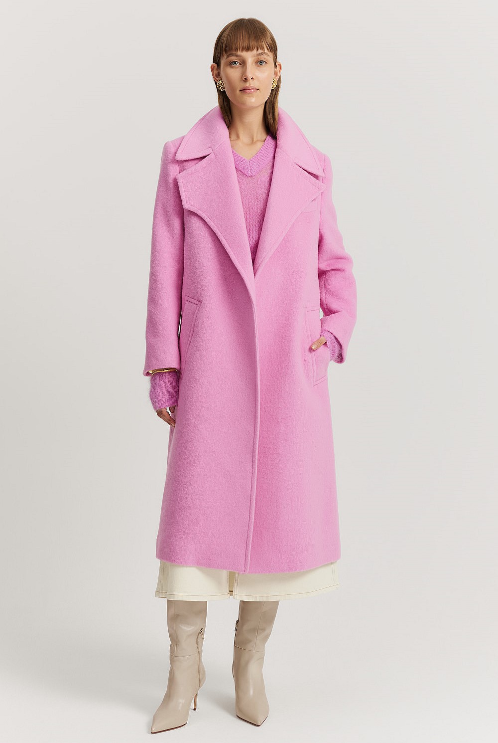 Rosetta Textured Longline Coat - Jackets & Coats | Country Road