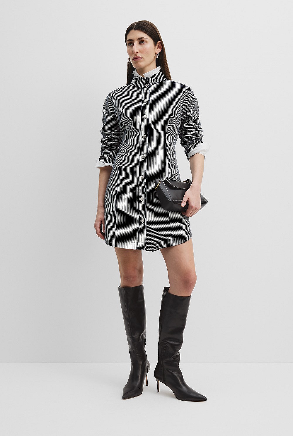 Deep Navy Denim Stripe Mini Dress - Dresses | Country Road