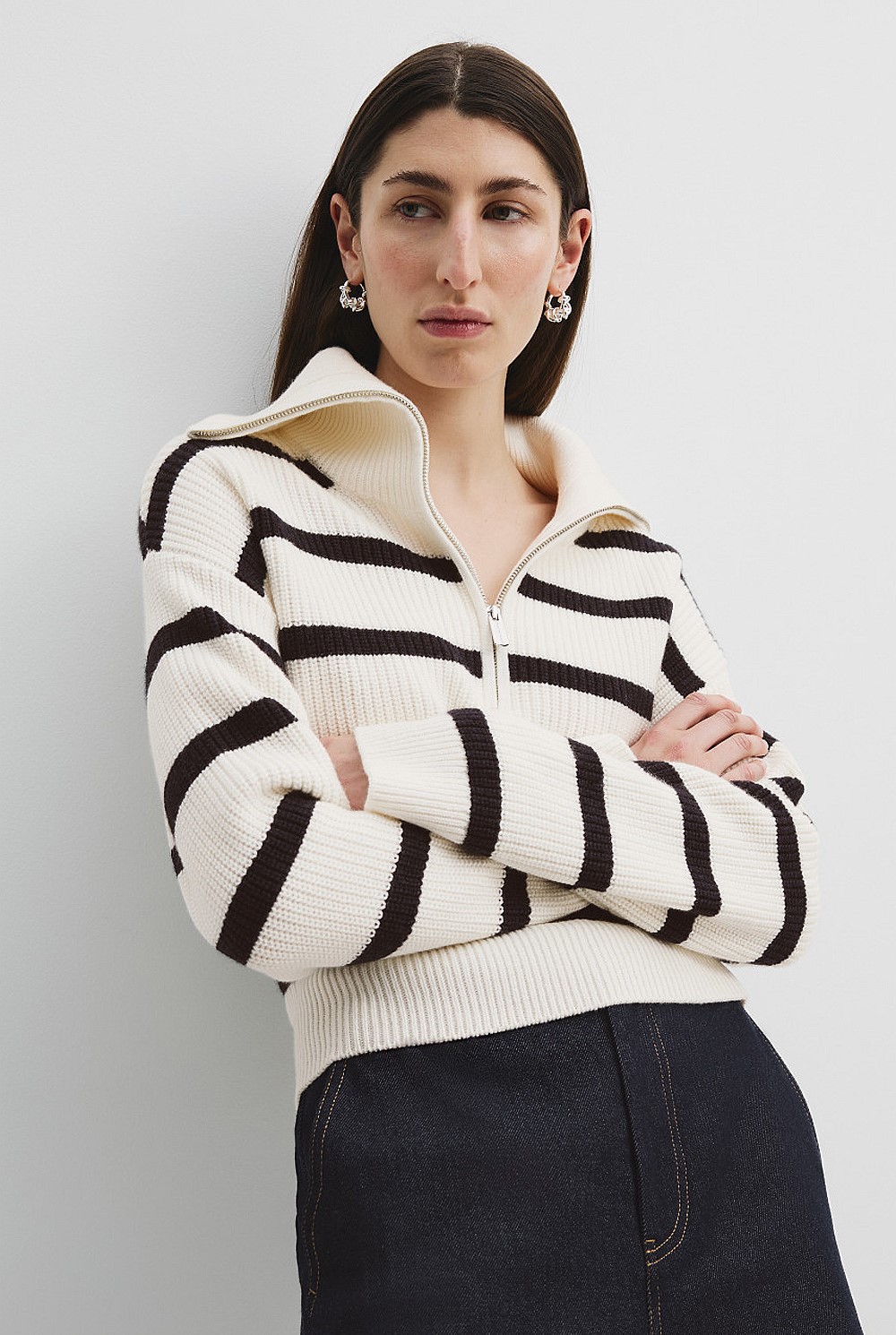 Rm9】YOKE COTTON MESH STRIPE ZIP-UP Rm9】YOKE COTTON MESH STRIPE