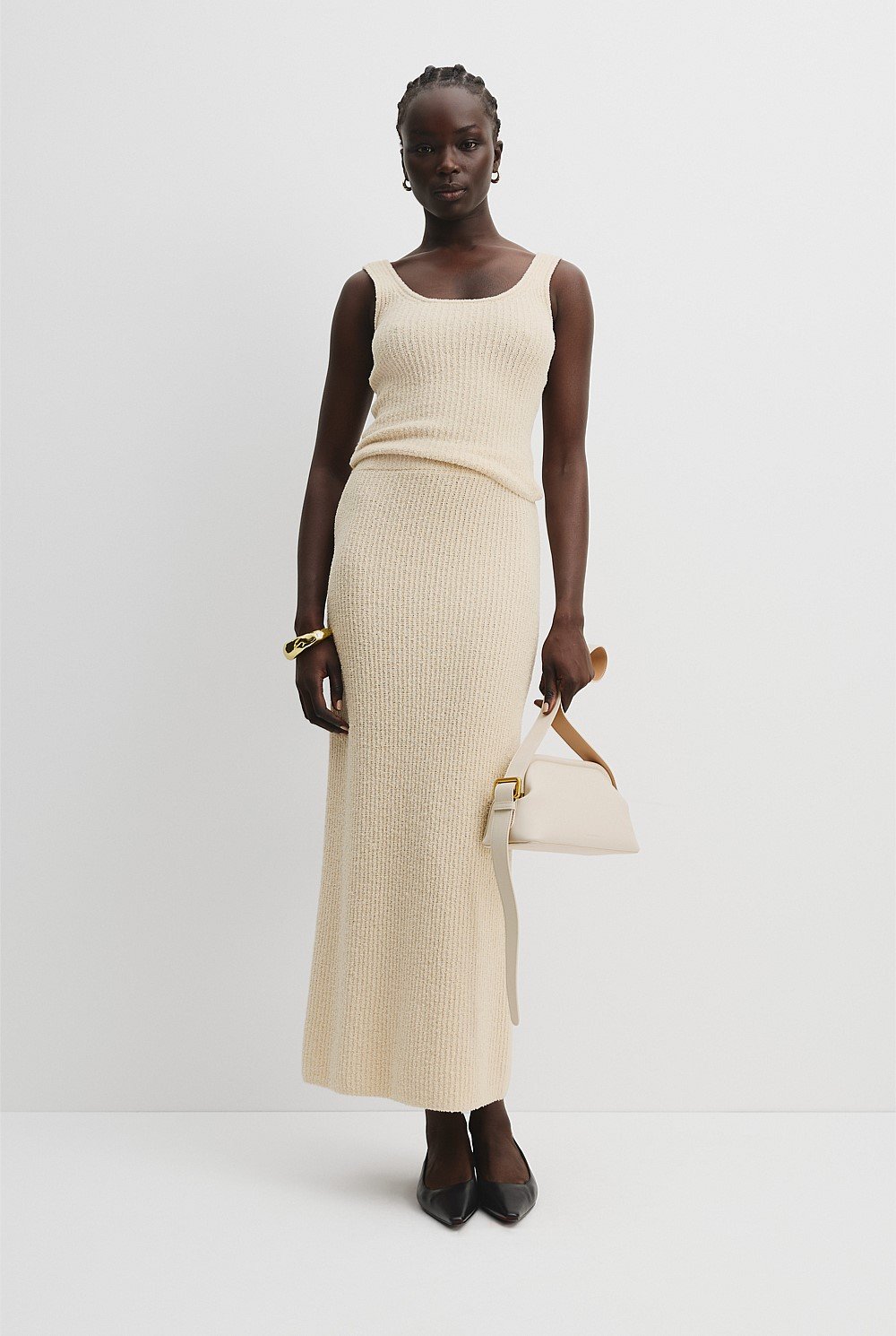 Pebble Organically Grown Cotton Boucle Knit Tank - Knitwear