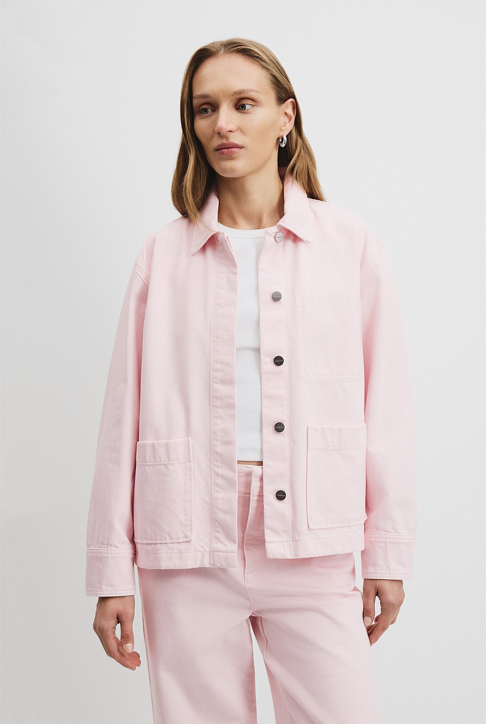 Pink Meringue Pocket Denim Shacket - Jackets & Coats | Country Road