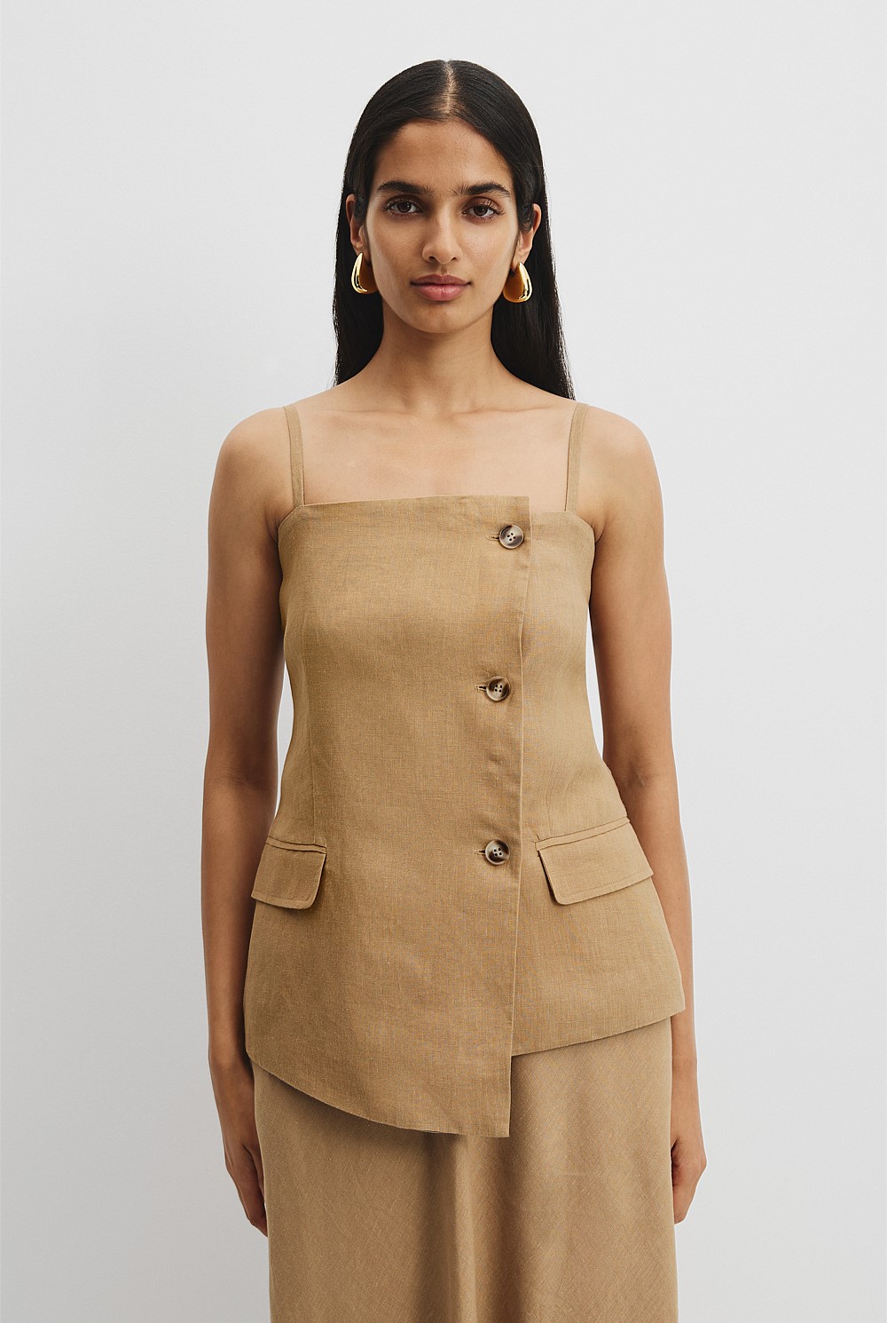 Chai Organically Grown Linen Asymmetrical Cami - Coordinating Sets