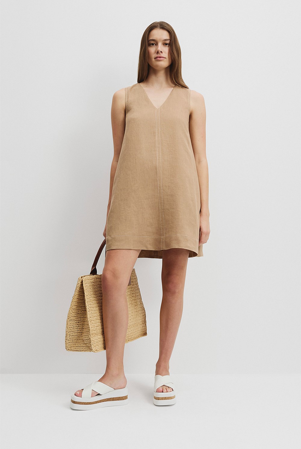 i line dress Long Sleeve Tie Back A-Line Dress, Red / XS main image 1