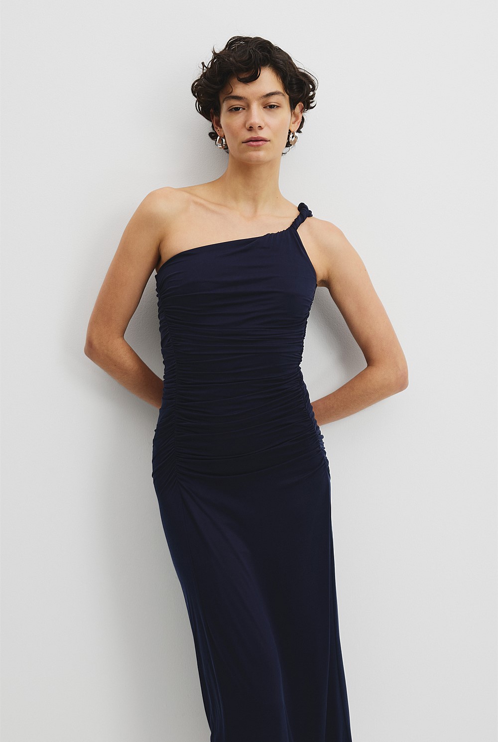 strapless open back dress Sonia Draped One Shoulder Mini Dress main image 0