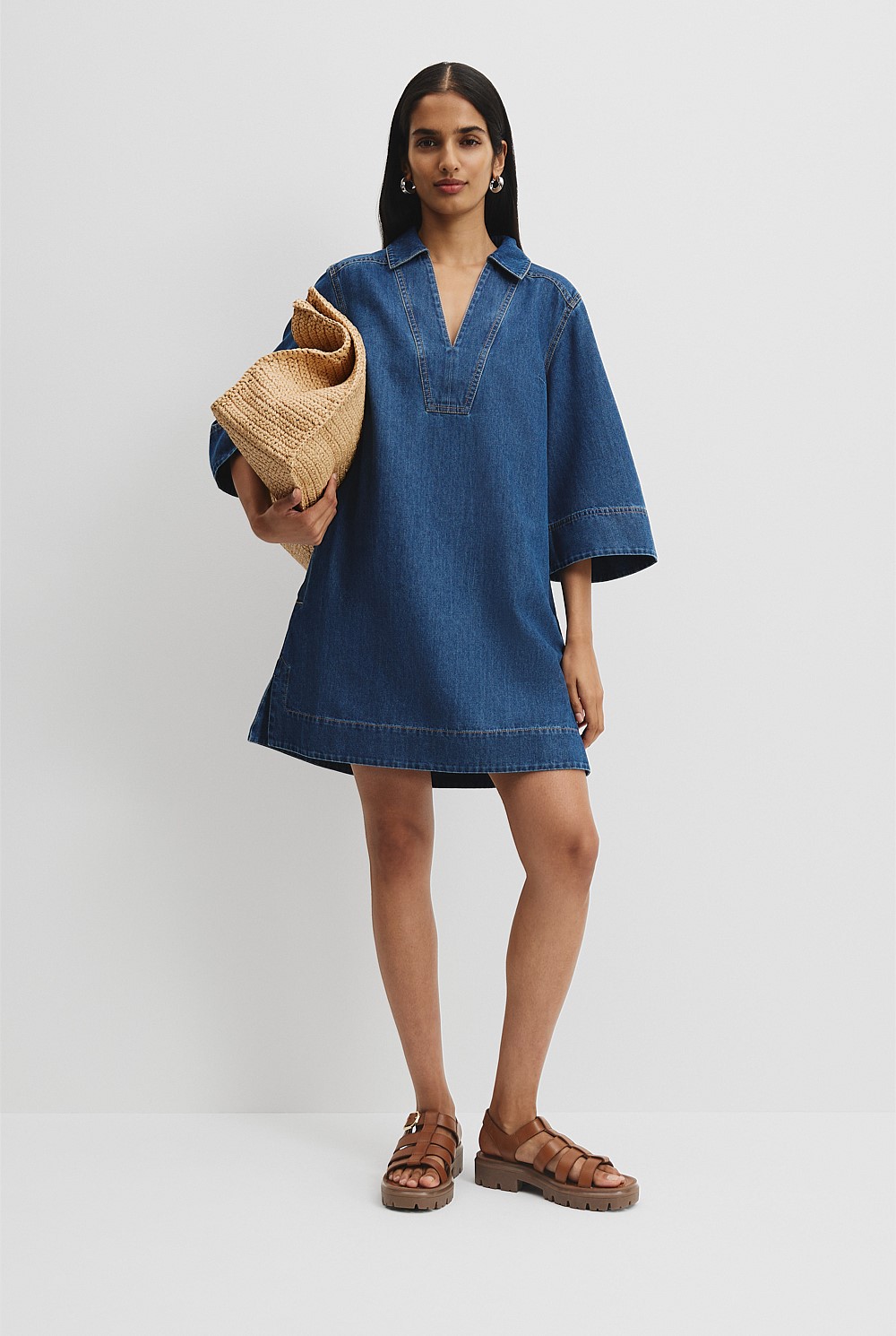 blue popover dress Everlane Popover Dress, Linen, Chambray, Size Small main image 0