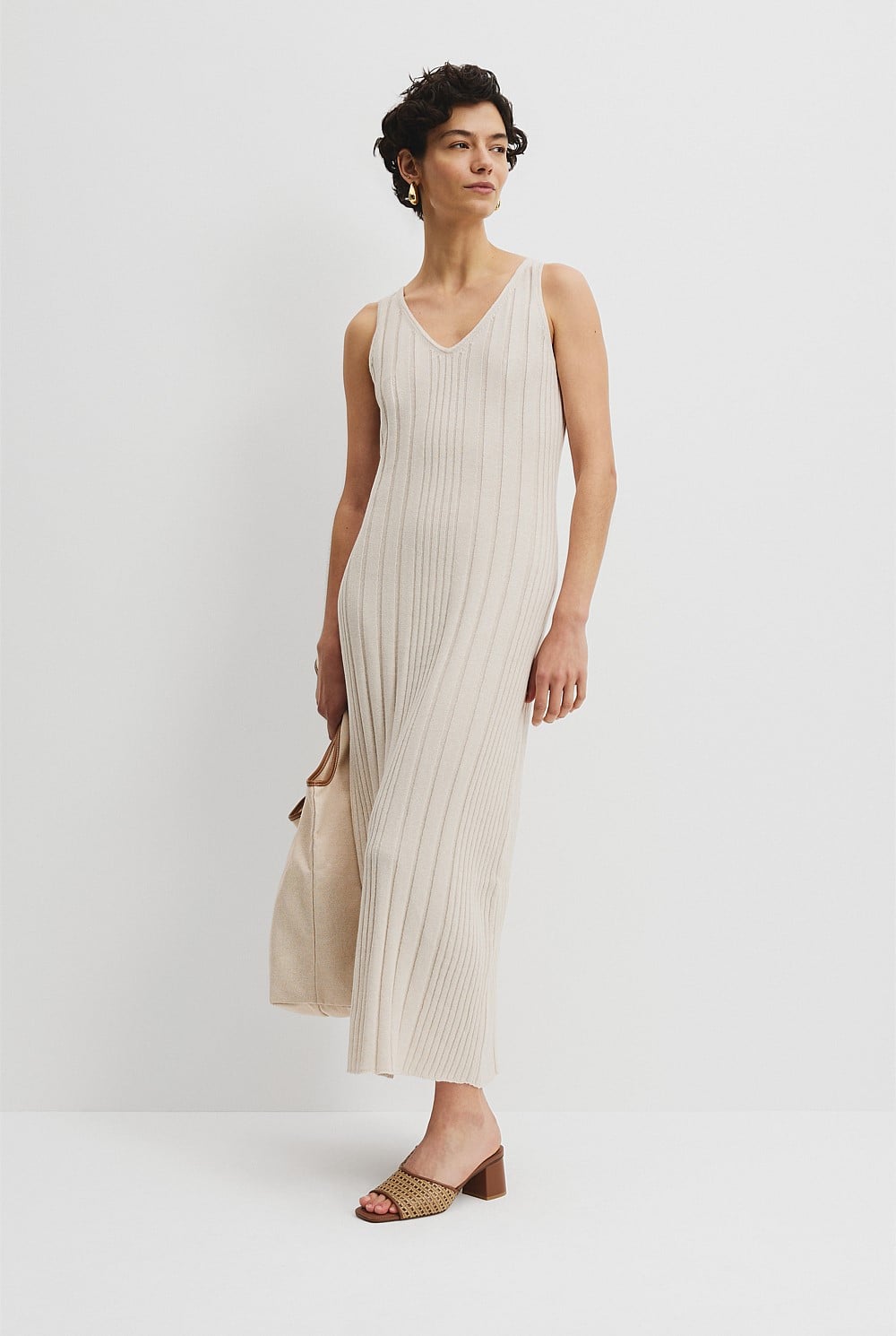 Sand Organically Grown Cotton Linen Midi Dress - Dresses | Country Road Sand Organically Grown Cotton Linen Midi Dress - Dresses | Country Road