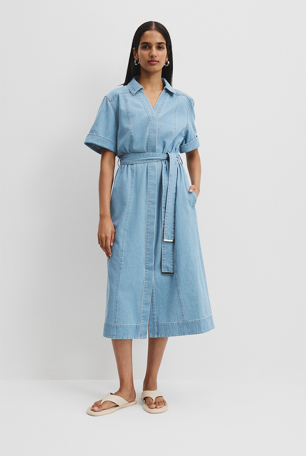 Light Wash Chambray Midi Dress - Dresses | Country Road