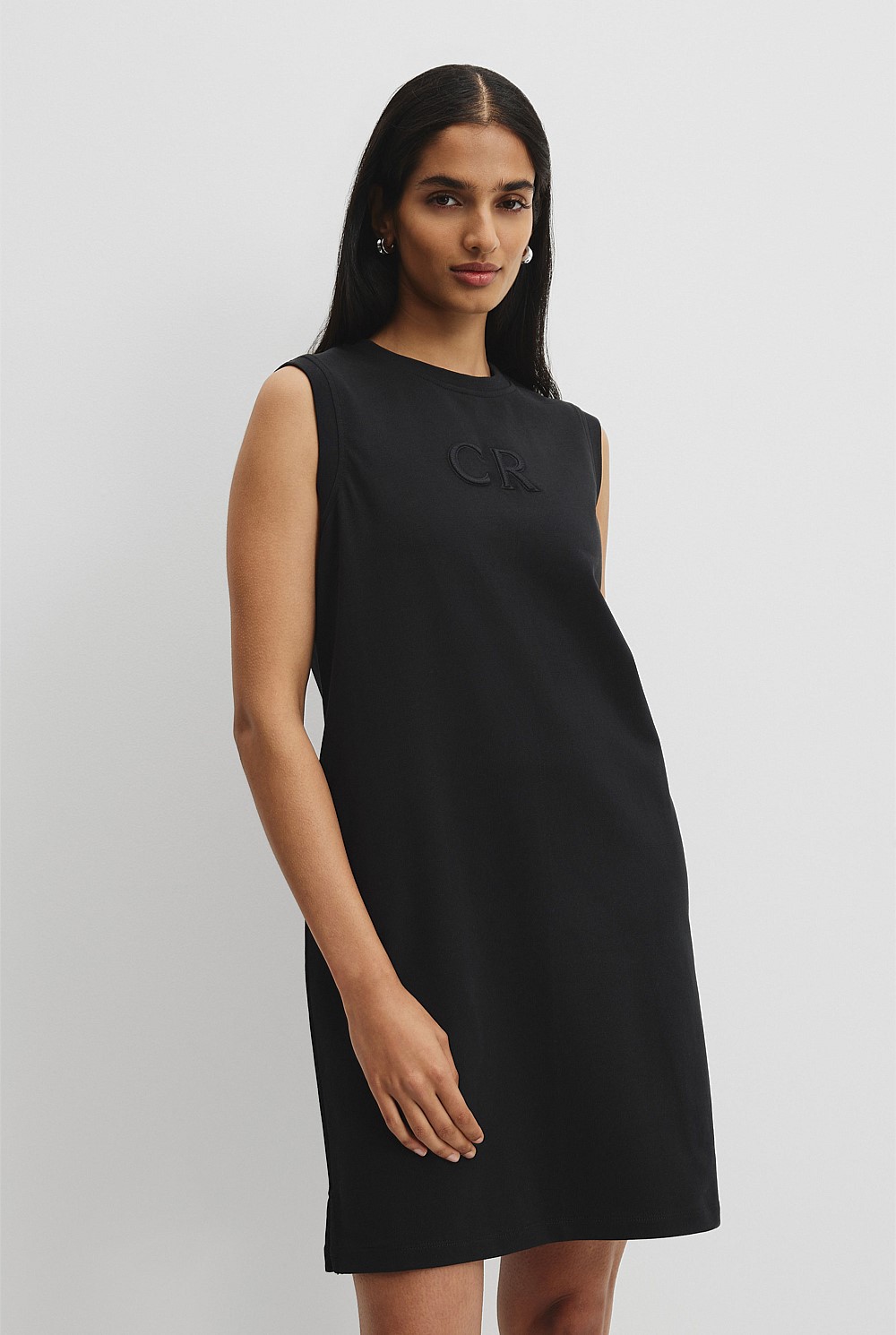 Black Australian Cotton Logo Tank Dress - Dresses | Country Road