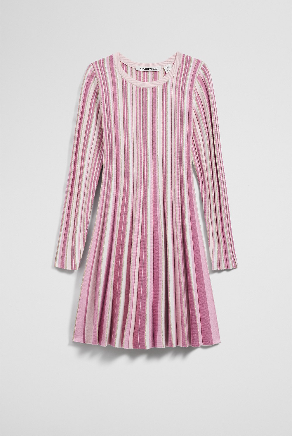 Berry Metallic Long Sleeve Knit Dress - Dresses | Country Road