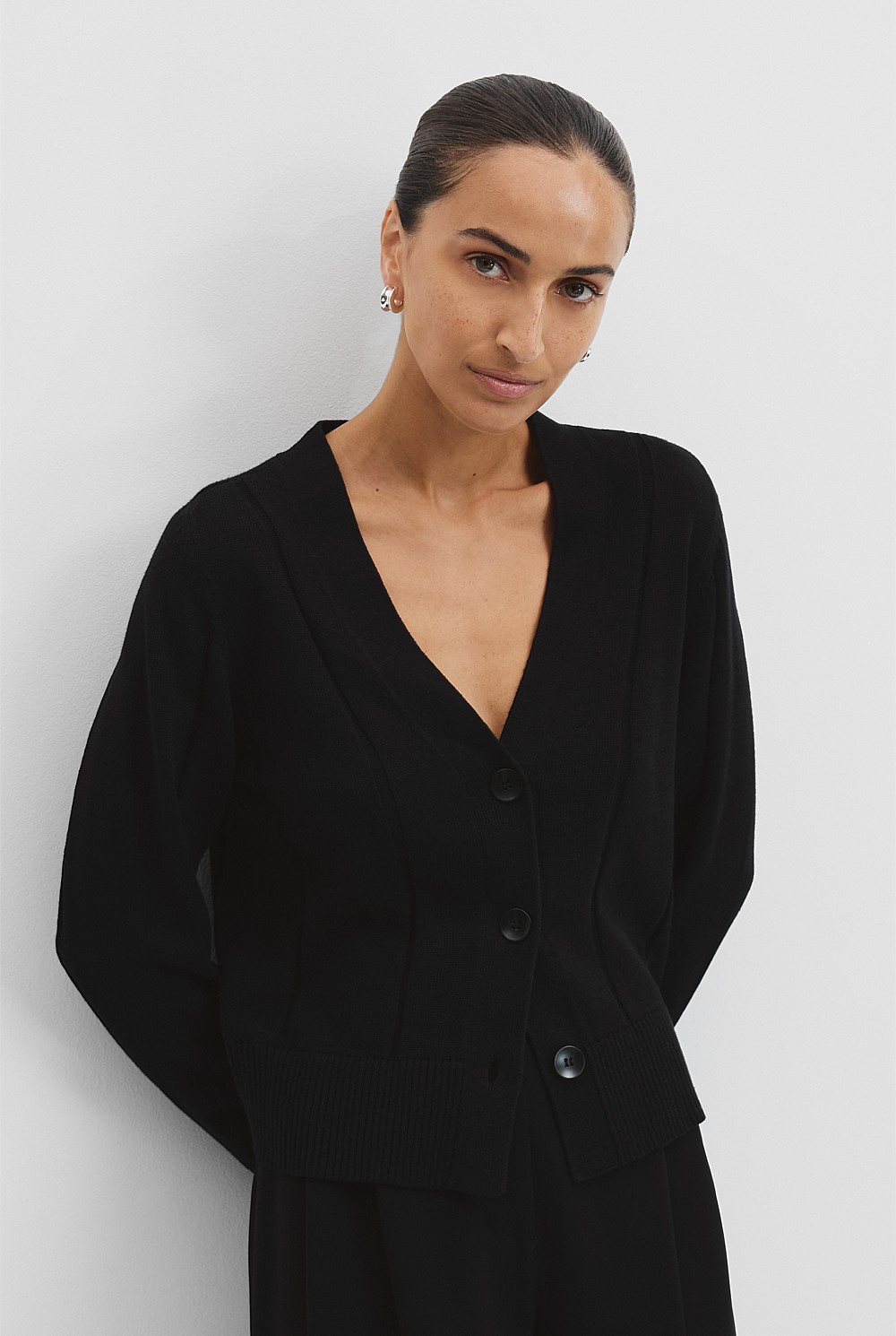 Black Organically Grown Cotton Linen Knit Cardigan - Knitwear