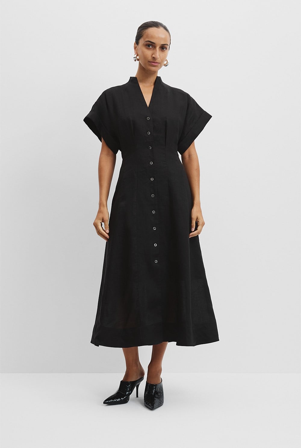 Black A-Line Midi Dress - Dresses | Country Road Black A-Line Midi Dress - Dresses | Country Road