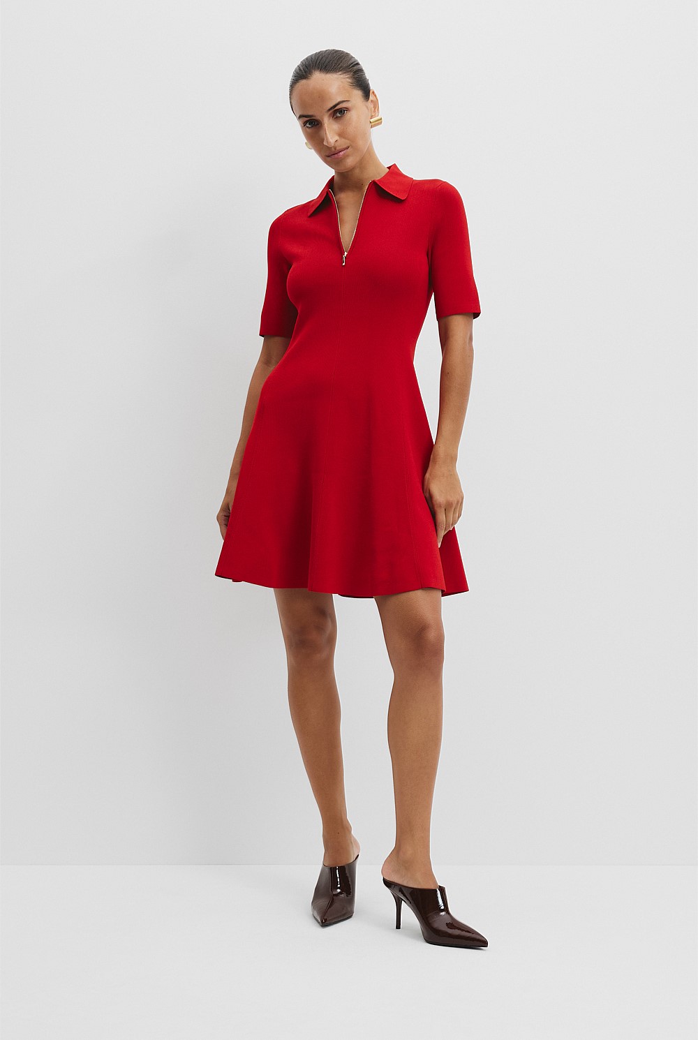 Cherry Compact Knit Mini Dress - Knitwear | Country Road