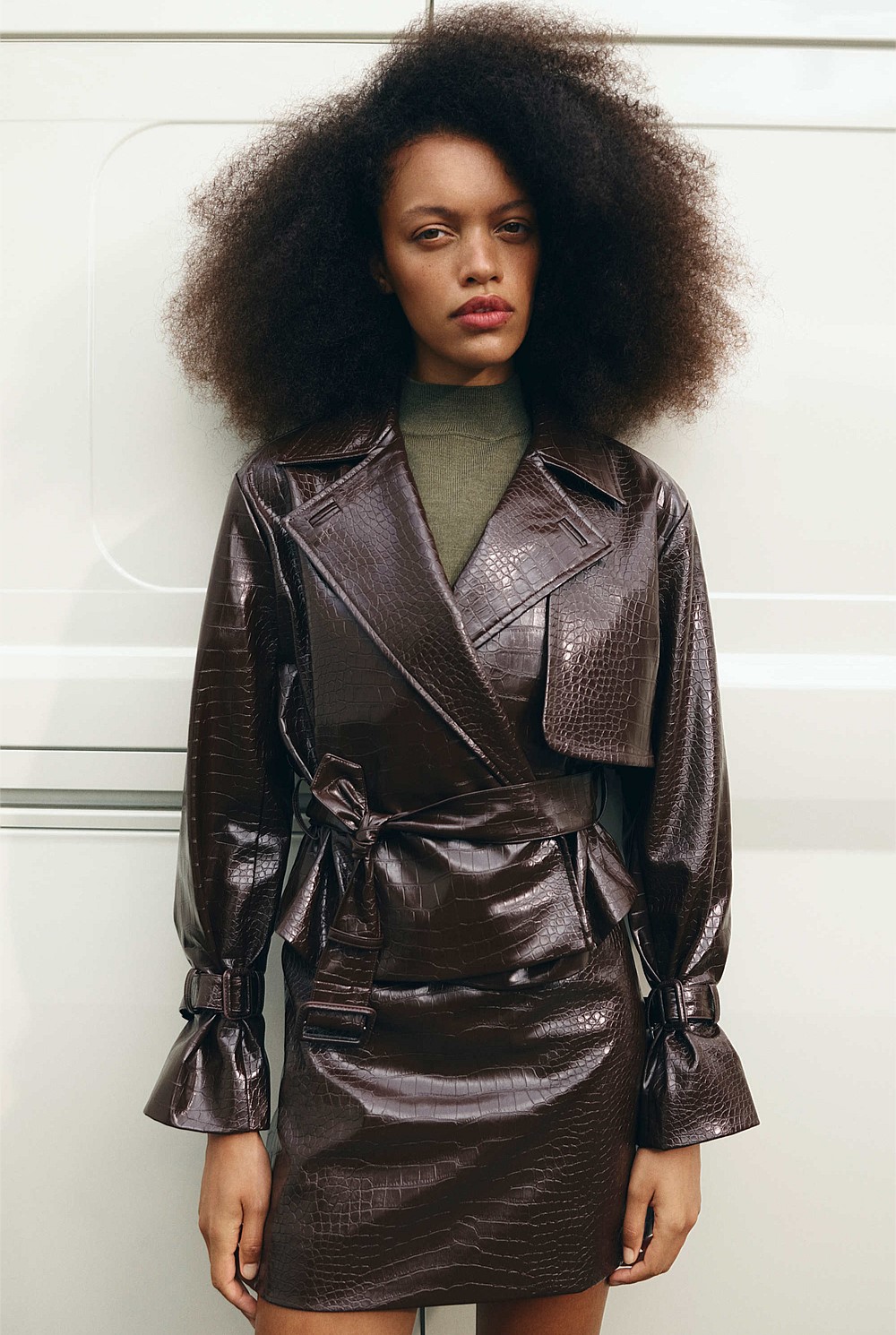 レチェ47 Brunette Croc-Embossed Trench - Jackets & Coats | Country Road