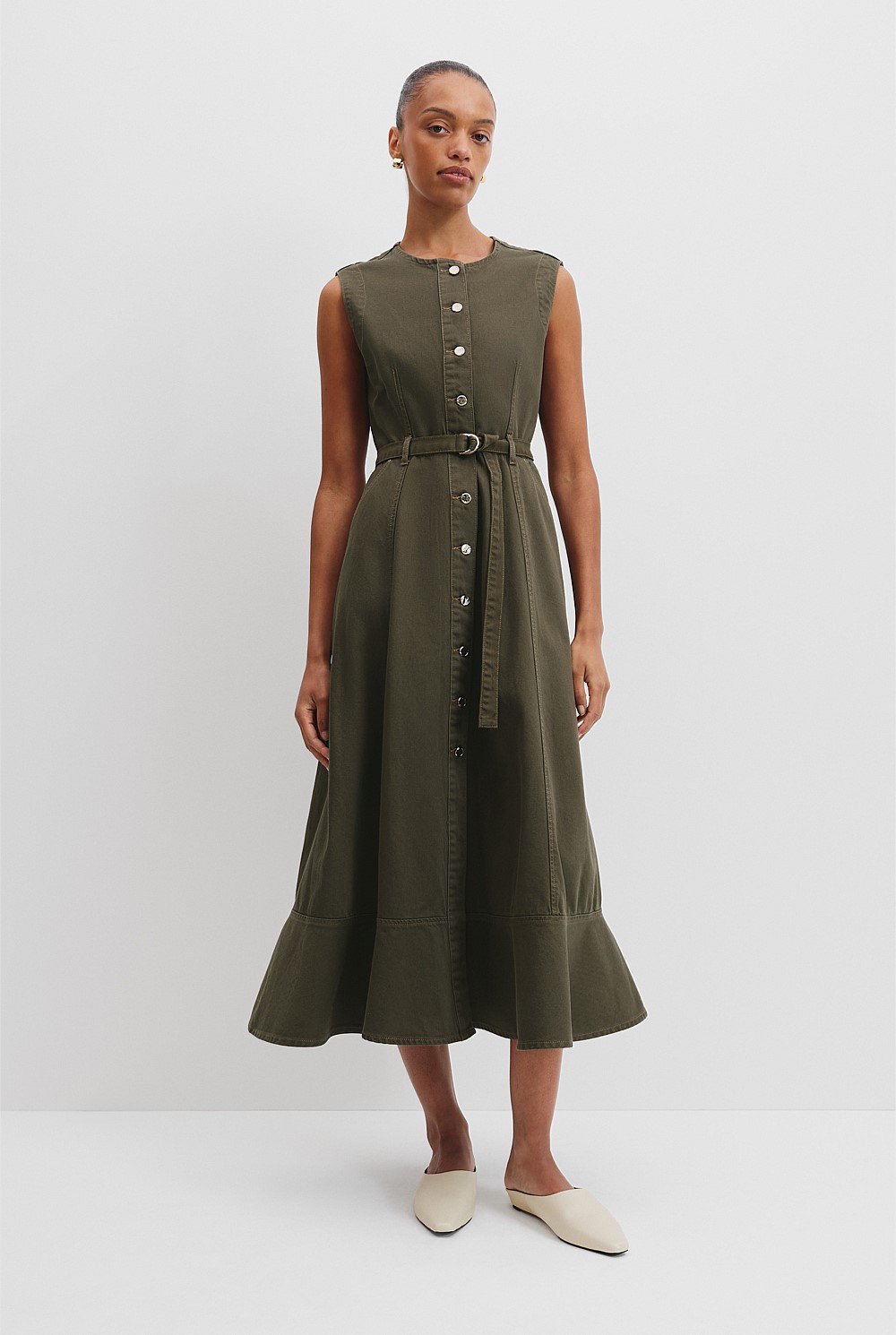 Kelp Denim Button Midi Dress - Dresses | Country Road
