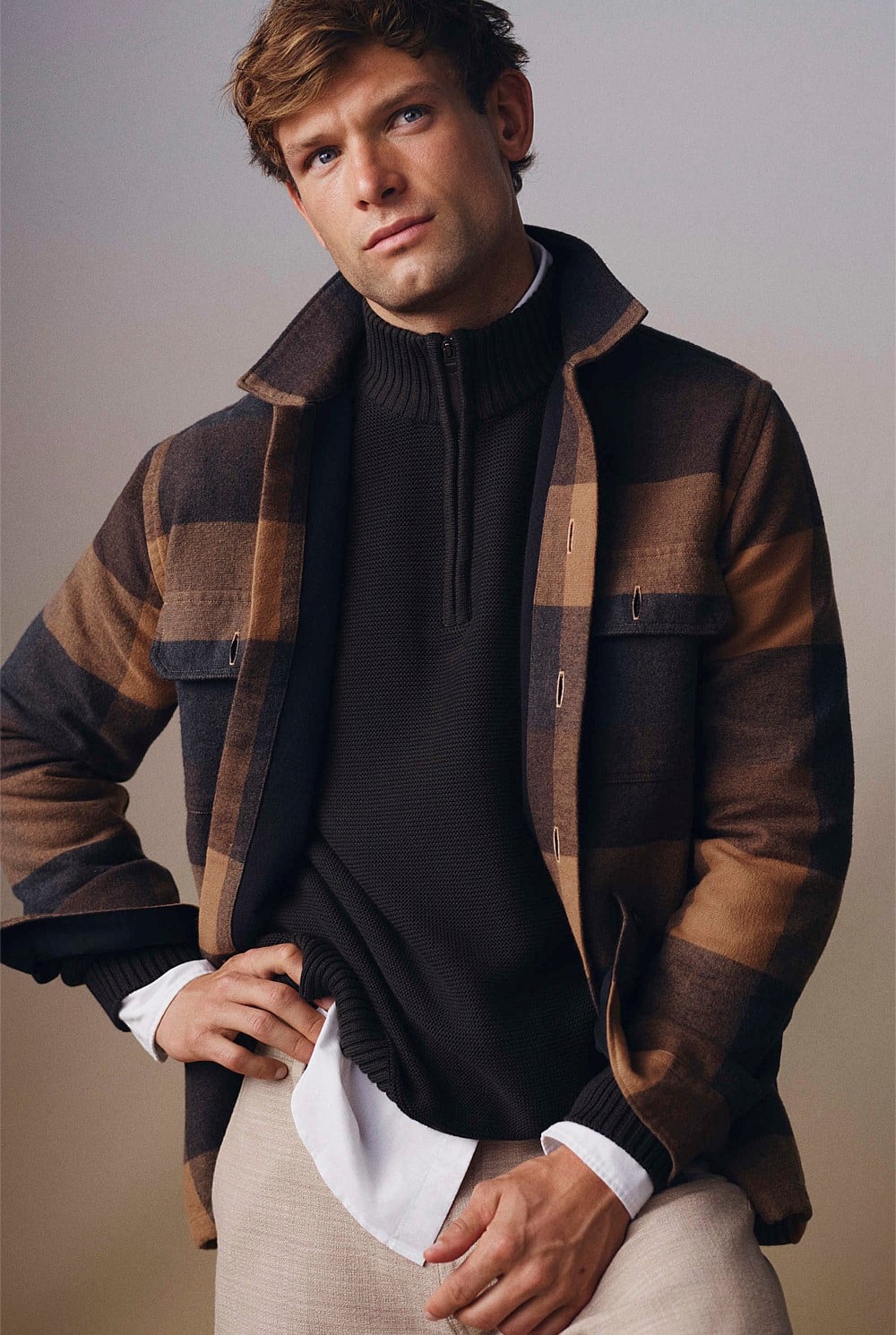 Dark Forest Cotton Half Zip Knit - Australian Grown | Country Road
