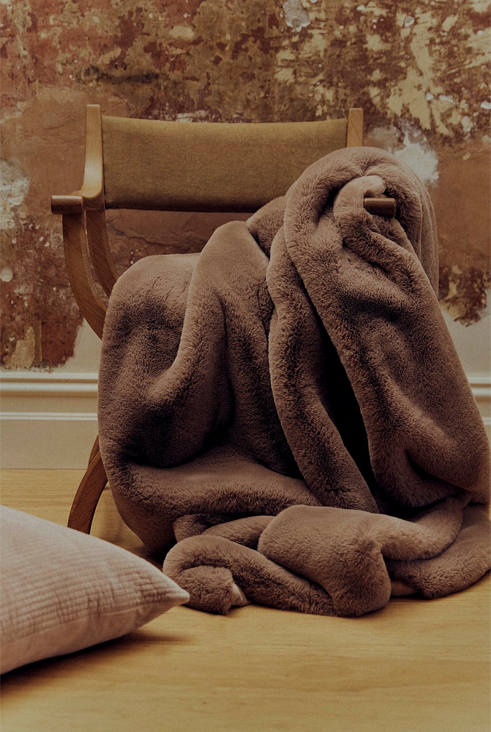 Hola Fiesta 2 Fluffy Throw Pillow Cover Covered by White and top Brown Long Hola Fiesta 2 Fluffy Throw Pillow Cover Covered by White and top