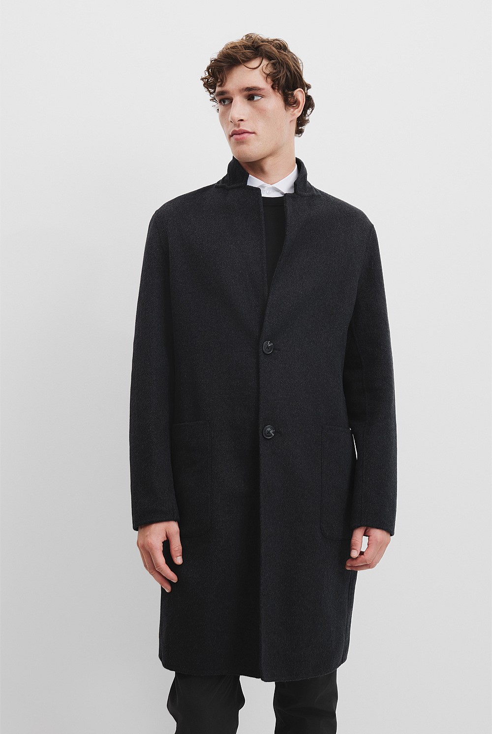 Charcoal Wool Blend Double Faced Coat - Jackets & Coats | Country Road