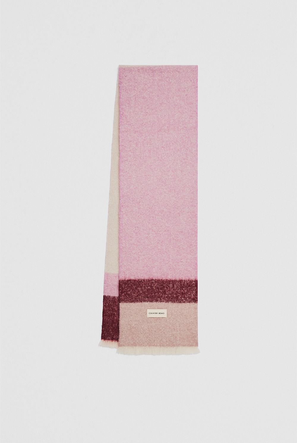 Dusty Rose Alpaca Blend Stripe Scarf - Hats, Scarves & Gloves