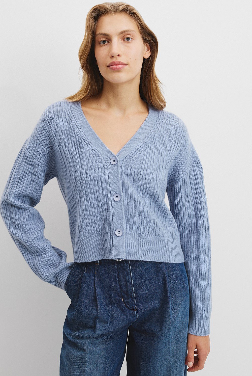 Merino Wool Rib Knit Cardigan