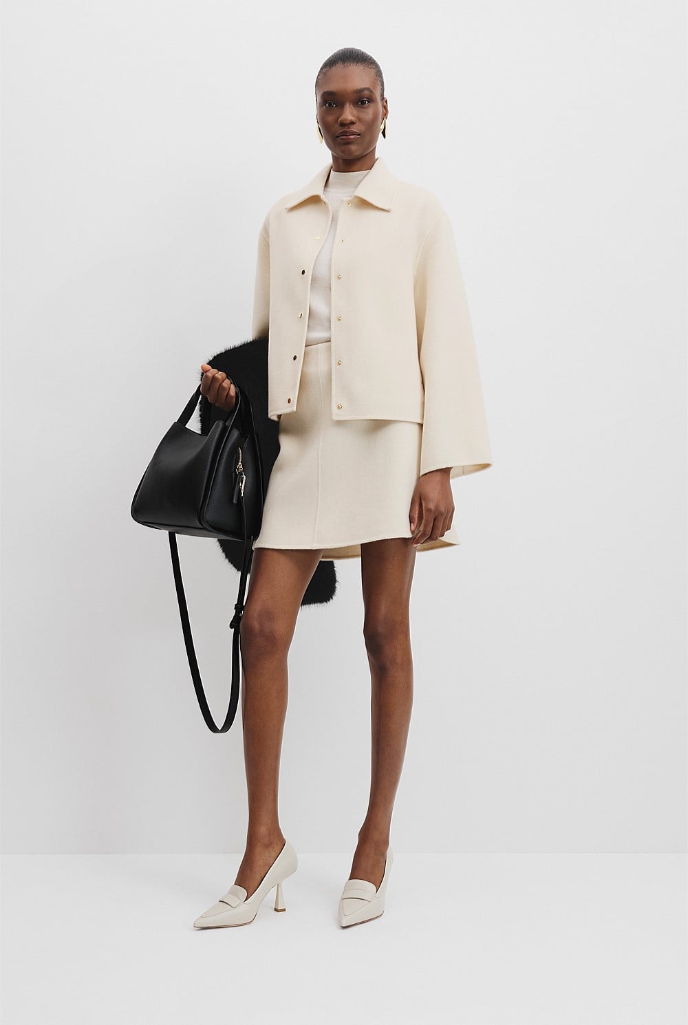 Cream Soft Crop Snap Jacket - Jackets & Coats | Country Road