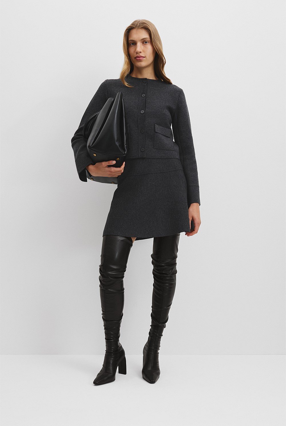 Mary quilting knit shape jacket & skirt