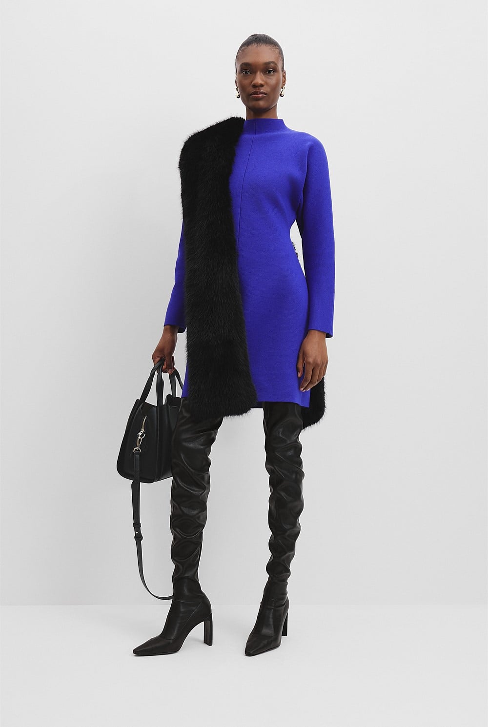 ribbed knit wrap dress Brown Ribbed Long Sleeve Wrap Dress main image 0