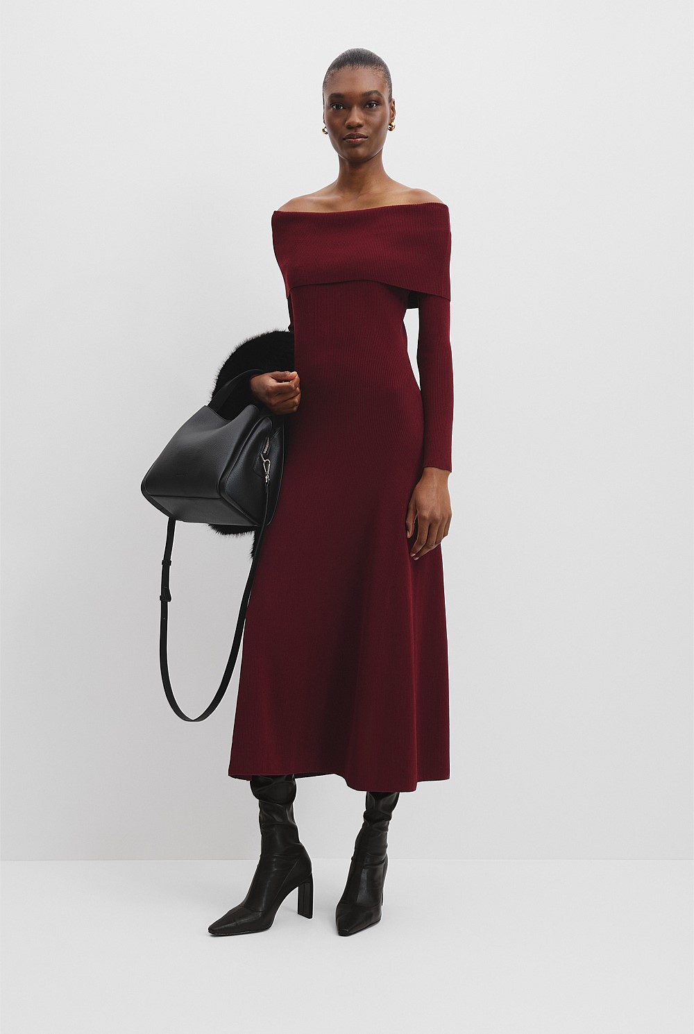 Rosewood Off-Shoulder Knit Dress - Dresses | Country Road