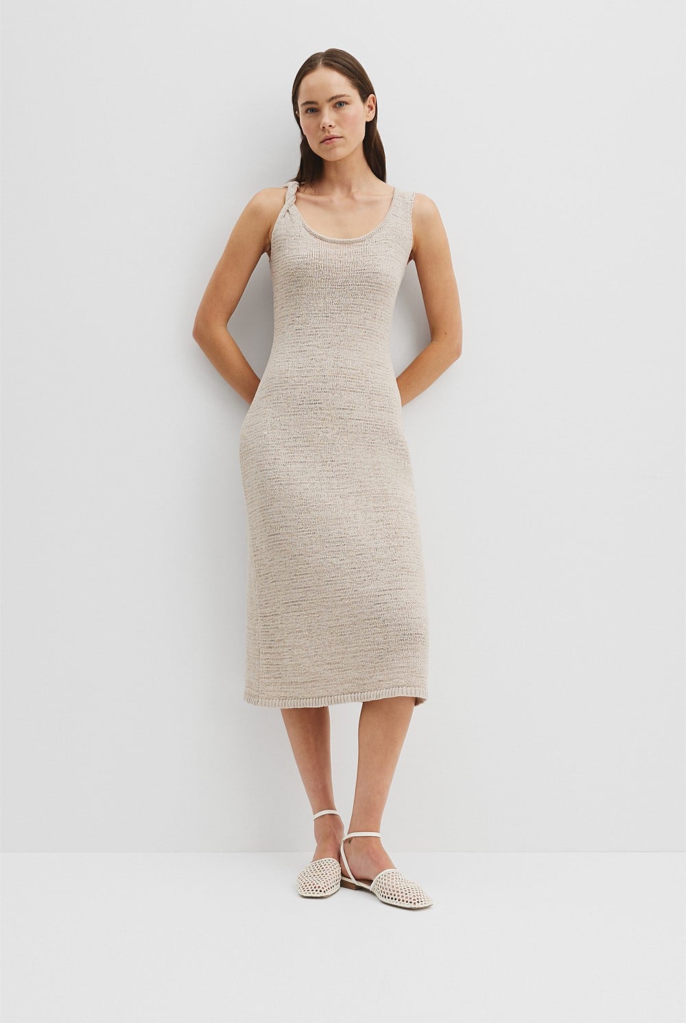 Oyster Tape Knit Dress - Holiday | Country Road