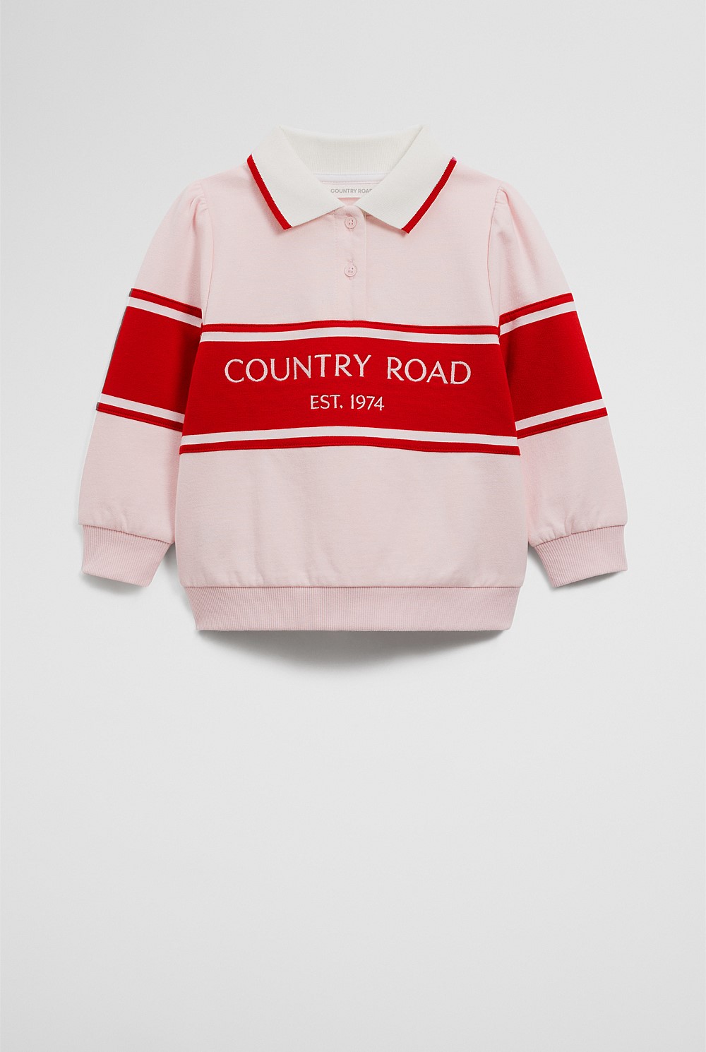 Mineral Pink Organically Grown Cotton Logo Rugby Top