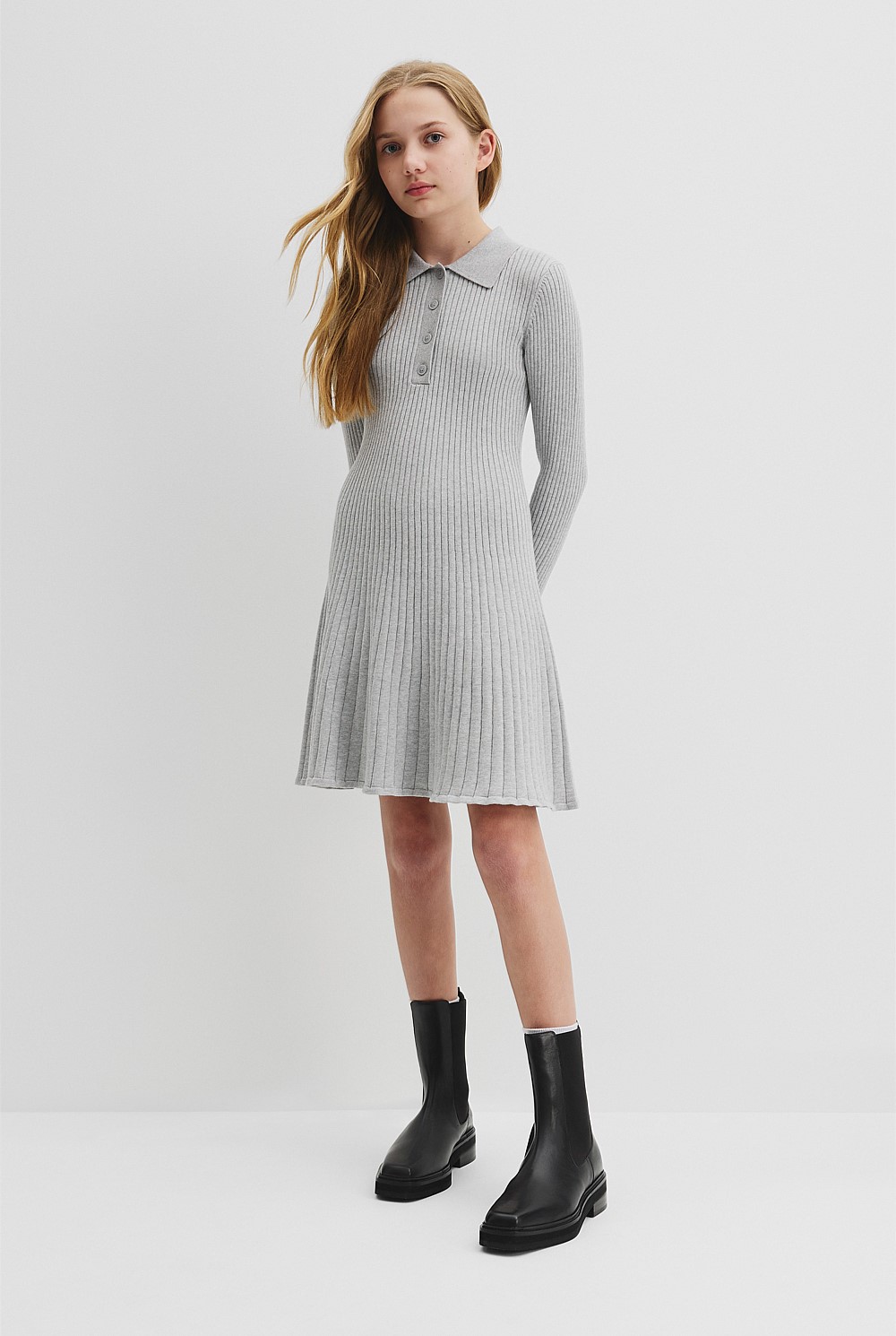 knee length dresses for ladies Girls' Smocked Long Sleeves Dress | Vintage Pink main image 0