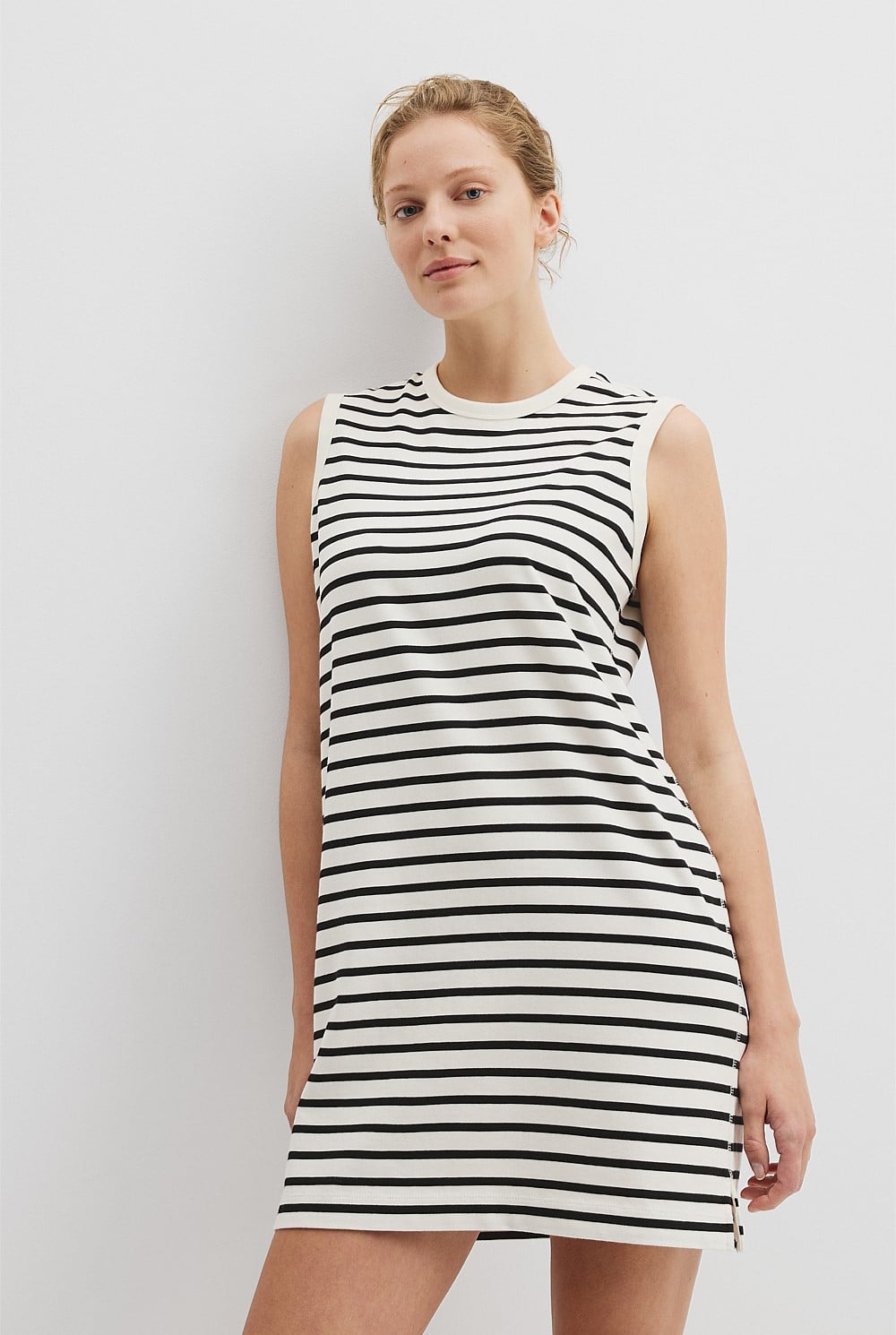 Black Stripe Cotton Stripe Mini Tank Dress - Holiday | Country Road