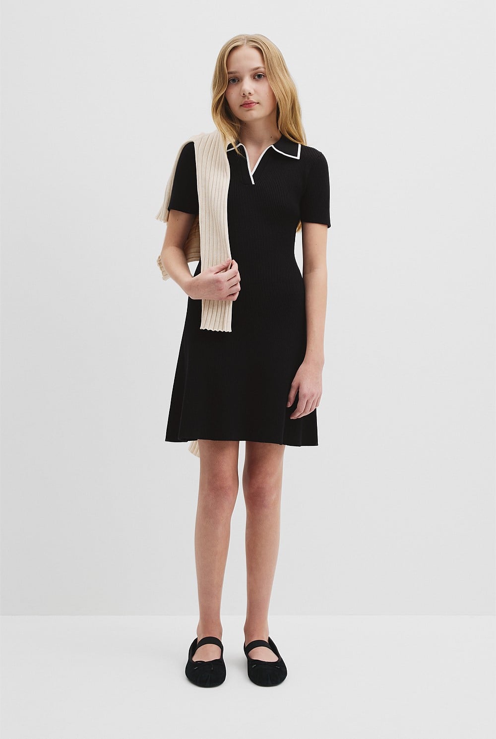 Black Knit Polo Mini Dress - Dresses | Country Road