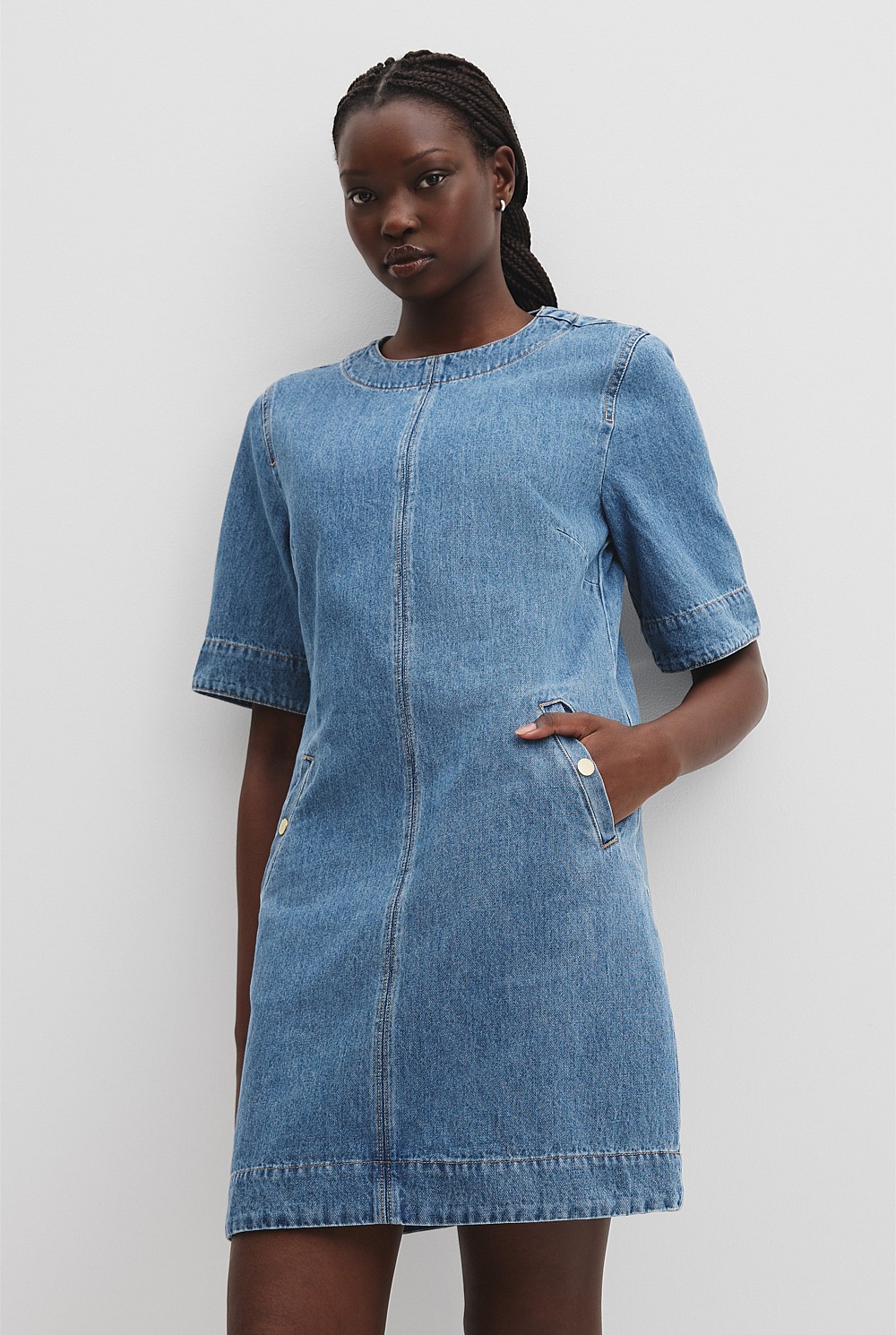 white christmas dresses Back to Virginia Denim Mini Dress main image 1
