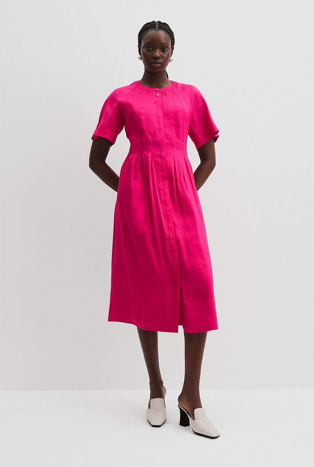 Raspberry Tuck Detail Shirt Dress - Holiday | Country Road