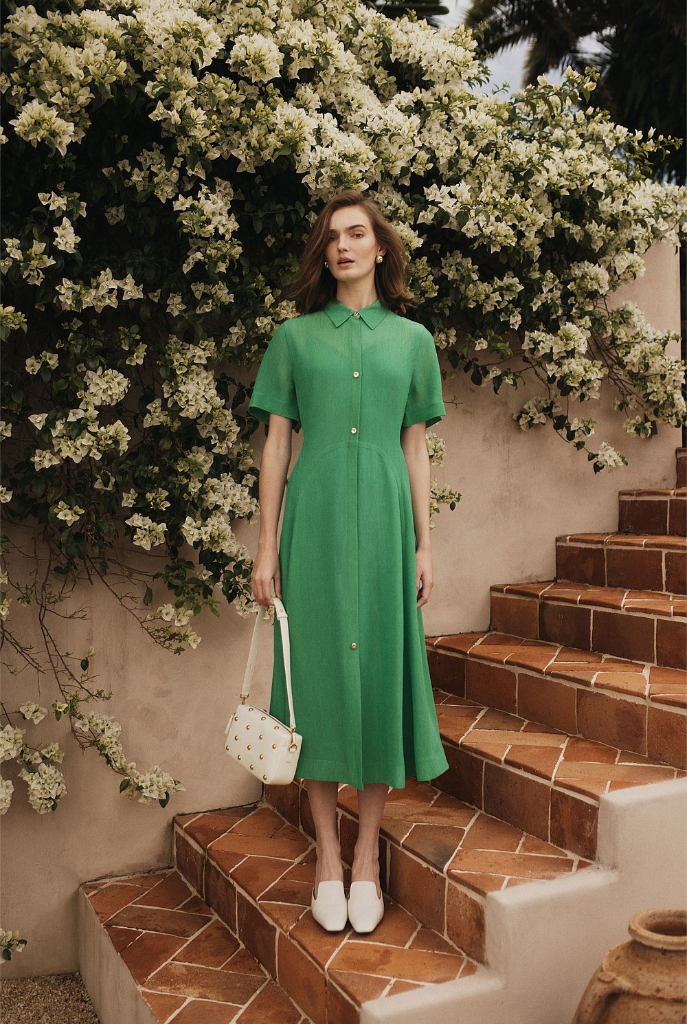 Jade Green Panelled Detail Midi Dress - Work | Country Road