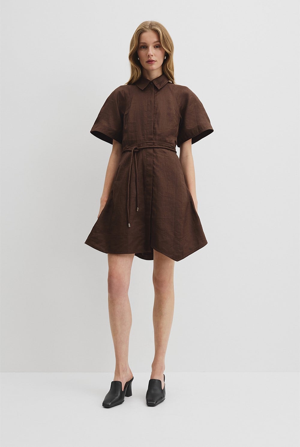 knee length dresses for ladies Missy Eyelet Lace Asymmetric Hem Mini Dress main image 0